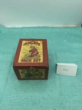 Vintage ARCADE JACK SET with 2-Rubber Balls & 10 Jacks Along With Blue Bag